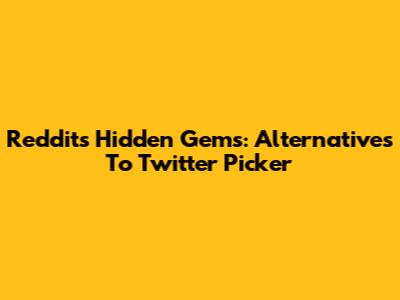 Reddit's Hidden Gems: Alternatives To Twitter Picker